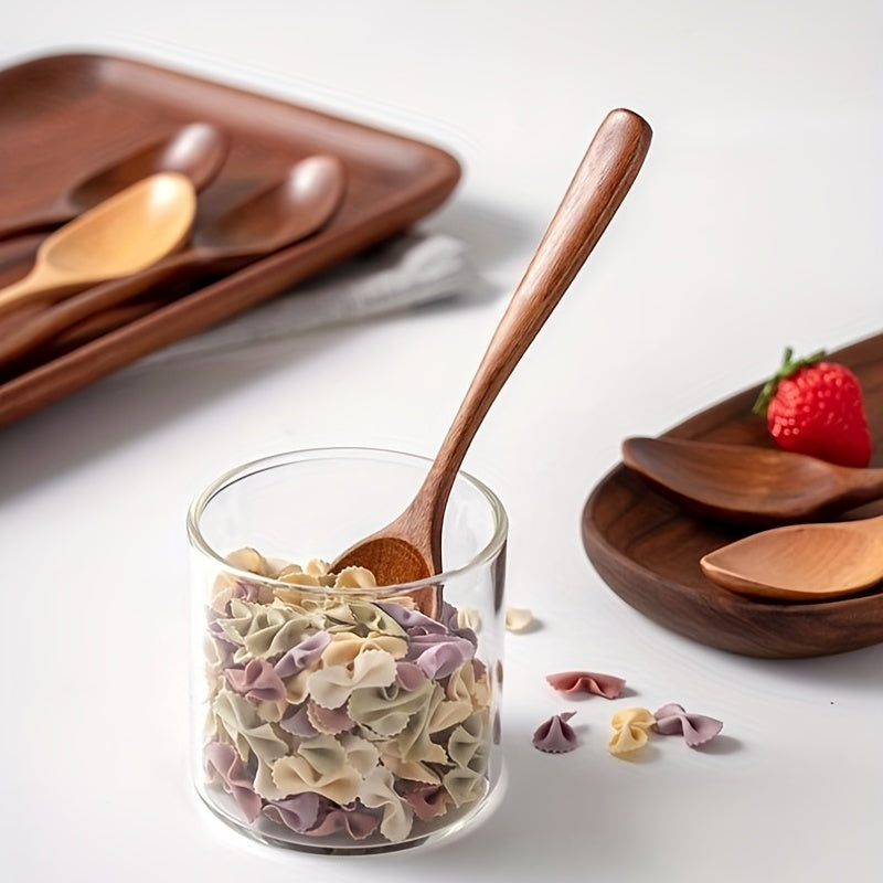 Набор из 3 или 6 маленьких деревянных ложек для еды, длиной 18,49 см, антипригарные для смешивания, помешивания и дегустации. Отлично подходит для столовой посуды.