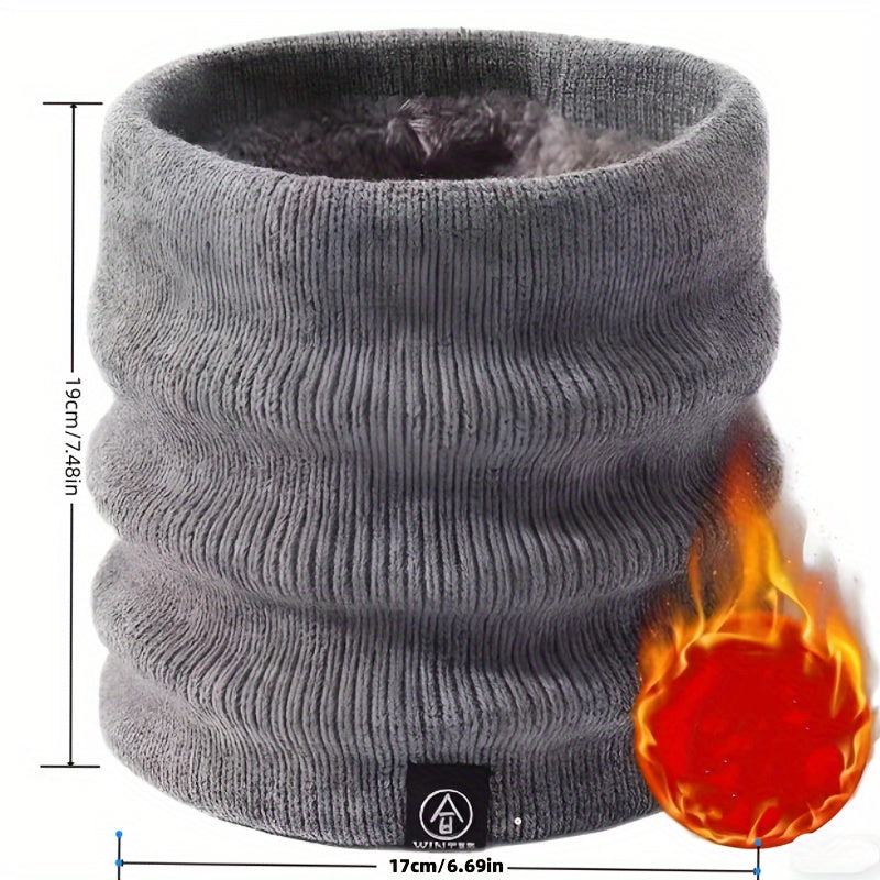 Winter Knitted Scarf for Men Women Cozy Neck Cover with Plush Lining