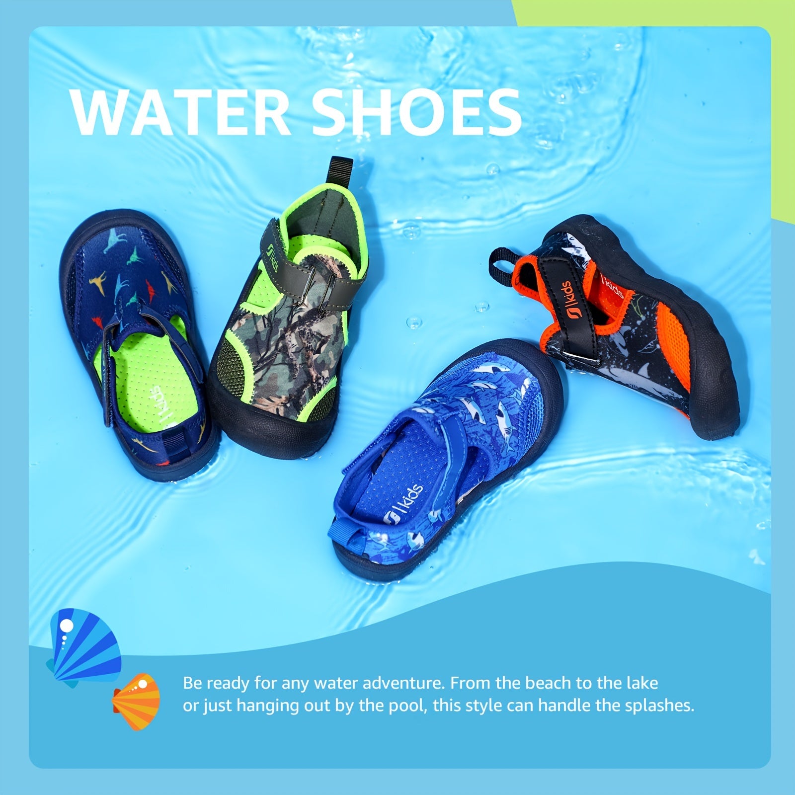 Kids Boys Sandals Lightweight Breathable Quick Dry Non-Slip for Beach Water Activities