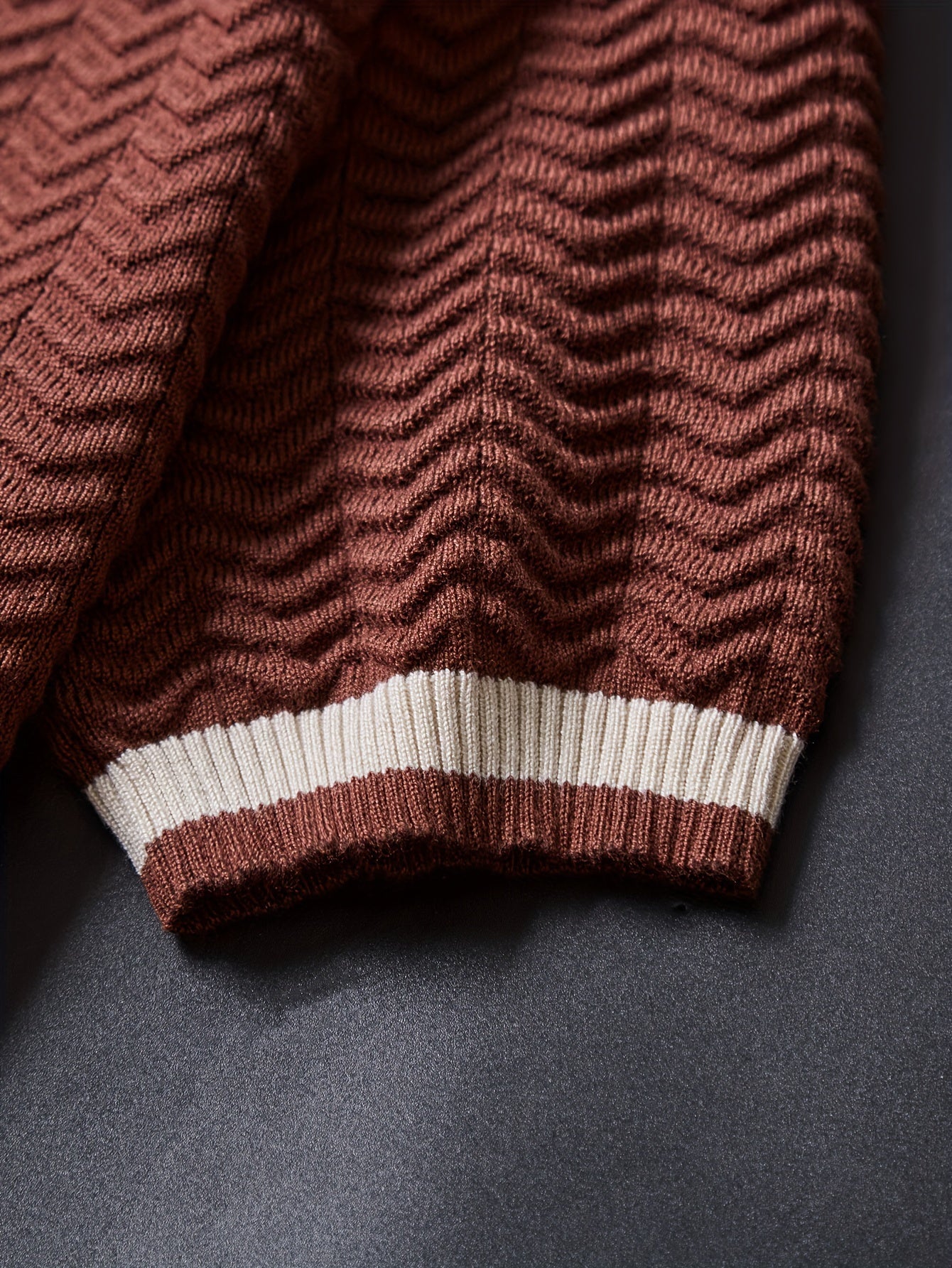 Men's Striped Knitted Short Sleeve Crew Neck Sweater for Fall Winter Street Style