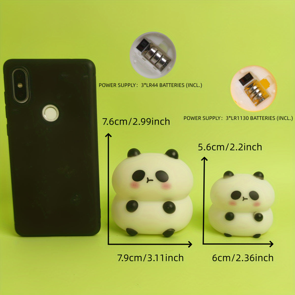 Bolalar va yotoq xonasi dekoratsiyasi uchun tugmani boshqarish bilan batareyali Panda kechqurun chiroqi