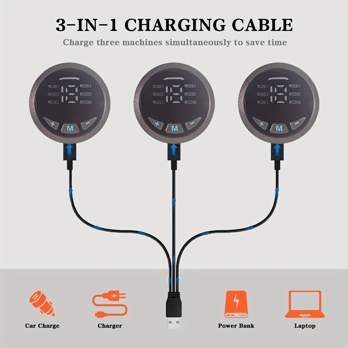 EMS mushak massaj qiluvchi uch qismli to'plami, 6 rejim, 18 intensivlik, USB orqali zaryadlanadigan, uyda foydalanish uchun mos, mukammal sovg'a.