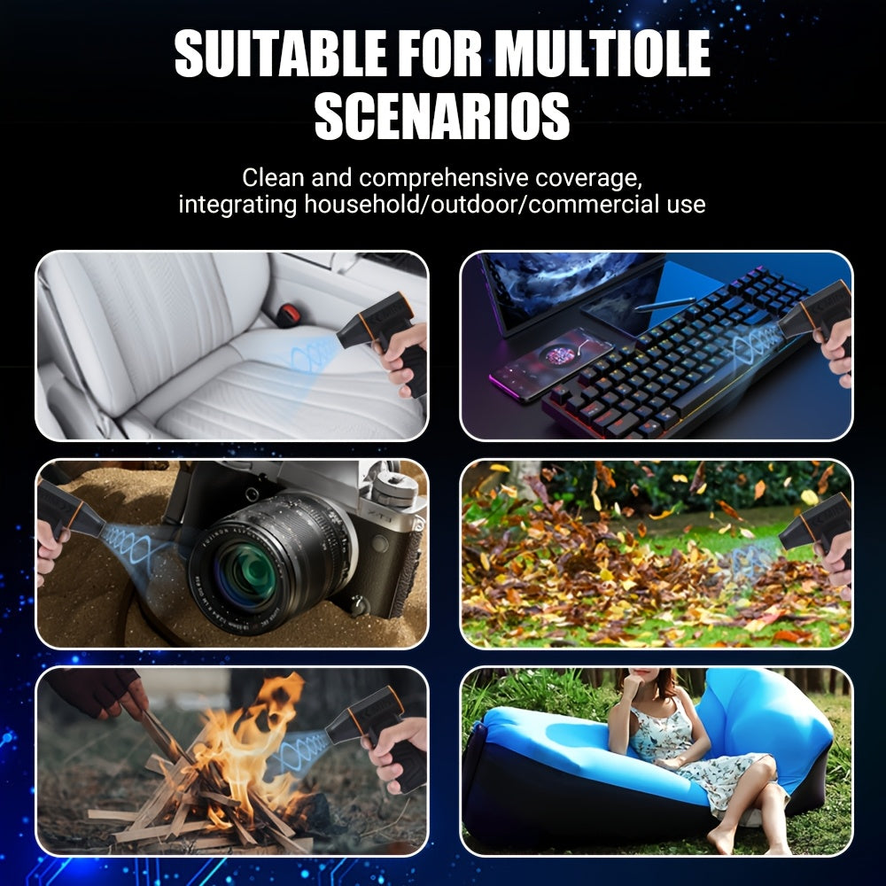 Uzluksiz qo‘l bilan ishlash uchun simsiz dizayni bilan portativ yuqori tezlikli turbo vakuum tozalash va ventilyator. Kompyuter klaviaturalarini tozalash va chang hamda sochlarni olib tashlash uchun ideal. 4 tezlik sozlamalari bilan ta'minlangan.