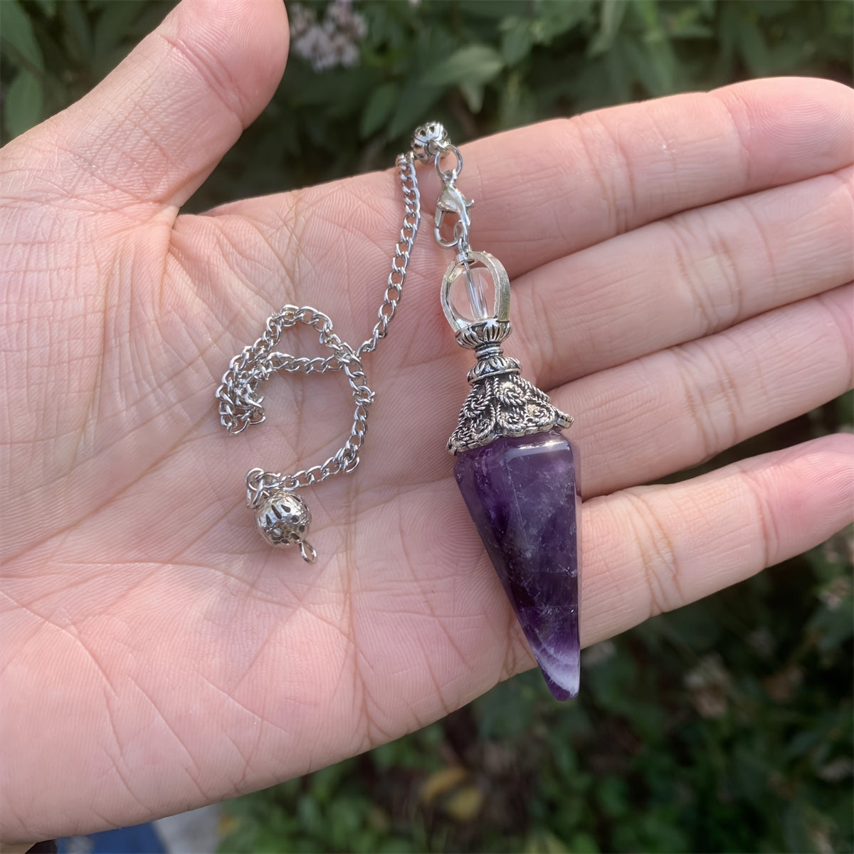 Natural Six Pyramid Crystal Pendulum Hanging Ornament Multi-Colored Gemstone Jewelry