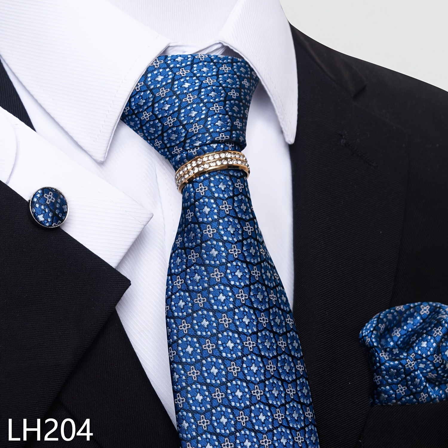 Erkaklar uchun rasmiy ish va to'y kiyimlari to'plami, chiziqli gul naqshli galstuk, cho'ntak sharlari, manşetli kalitlar va uzuk bilan