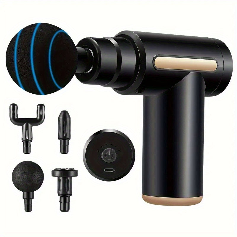 Portativ Fascia Massaj Qurollari, Qayta zaryadlanadigan 1200Mah Li-ion Batareya, 4 Ta O'zgaruvchan Massaj Boshliqlari, USB Zaryadlash, LED Sensorli Ekran, Plastik Tanasi, To'liq Tana Mushaklarini Qayta tiklash uchun, Sport