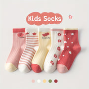 Girls' Knitted Socks 10 Pairs Heart Pattern Breathable All-Season