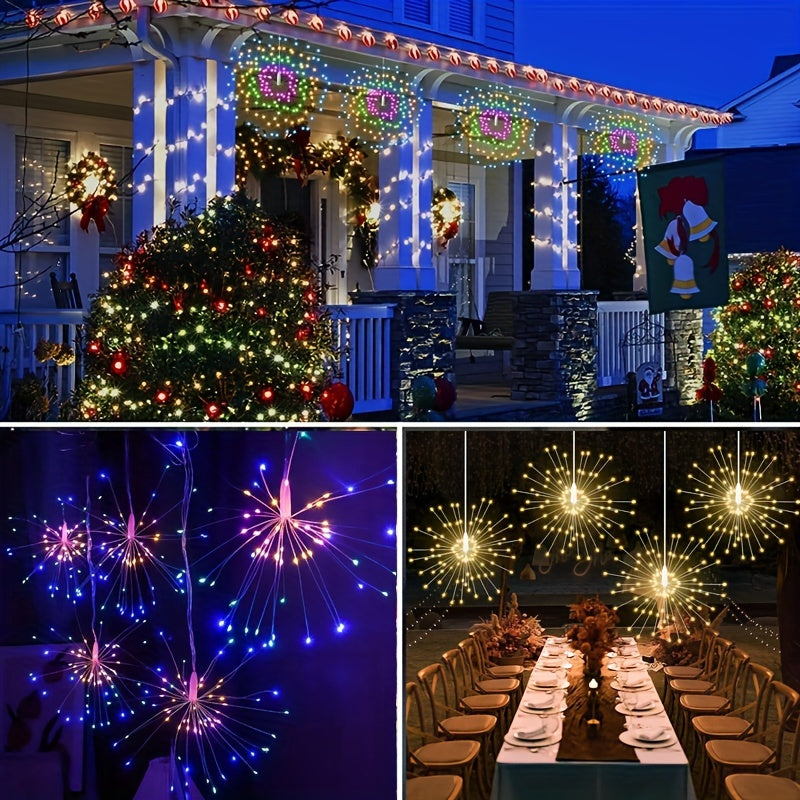 Dimmable LED Firework String Lights Water Resistant Wall Mount Outdoor Garden Decoration 180-360 LEDs