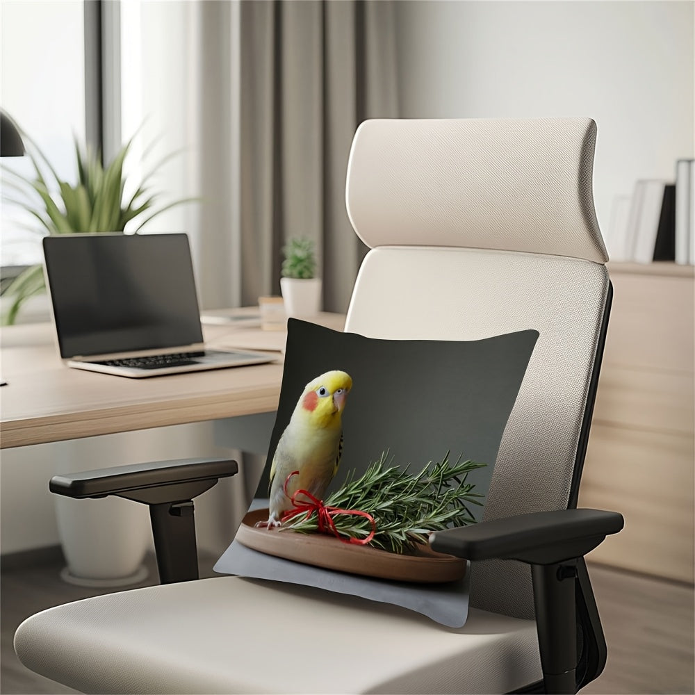 Cockatiel Throw Pillow Cover with Seasonal Design Durable Double-Sided Polyester for Living Room Bedroom Office Sofa