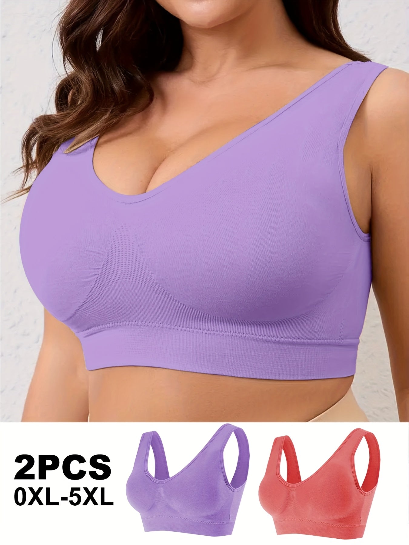 Women's Sports Bra Non-Steel Ring High Support Yoga Running 2 Pack