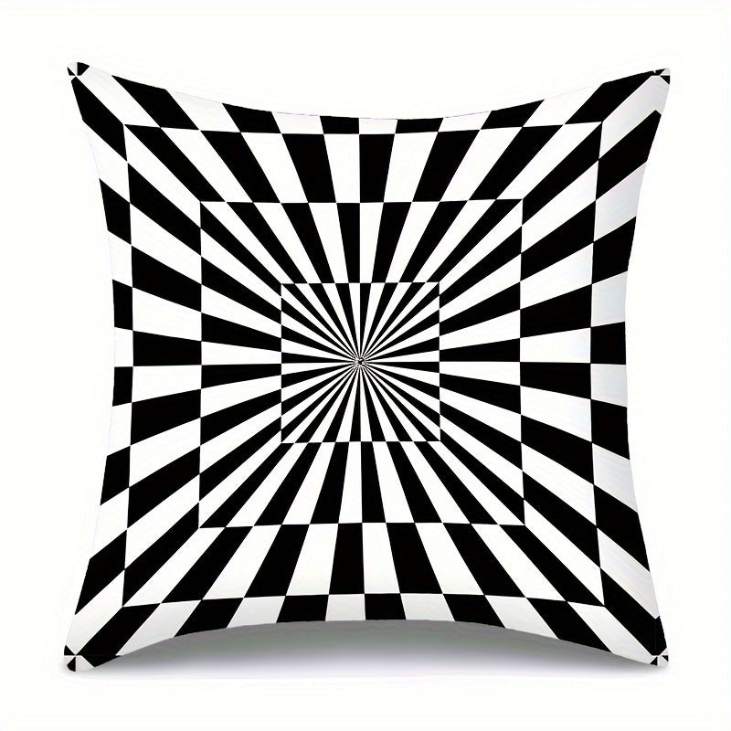 Geometric Cushion Cover Black White Striped Dotted Grid 44cm Polyester Sofa Bed Decor