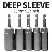 Juego de llaves de vaso profundo de 30mm, acero de vanadio cromado, llave hexagonal extendida, no magnética