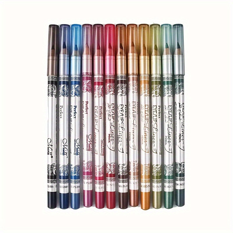12Pcs Waterproof Colorful Eyeliner Pen Set Long-Lasting Shimmer Matte