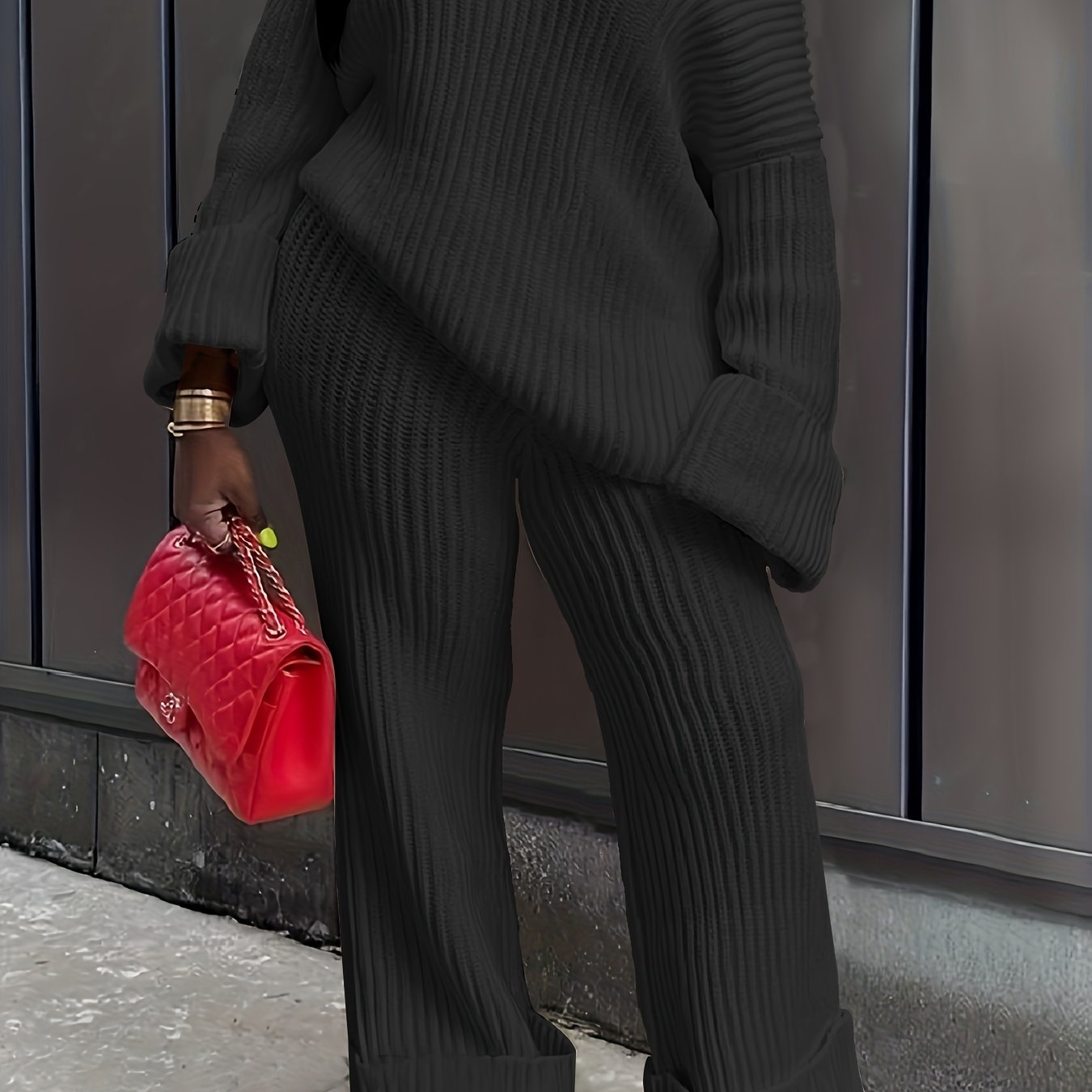 Girls Knit Sweater Set with Long Sleeves and Cozy Fabric