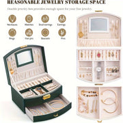 Ko‘p bo‘limli va zipli yopilishi bilan sun’iy charmli zargarlik buyumlarini tashkil etuvchi quti