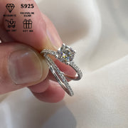 Sterling Silver Moissanite Ring Set 2ct Hypoallergenic Engagement Wedding Stacking Jewelry for Women
