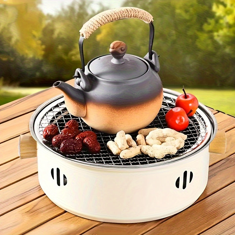 Portable Stainless Steel Barbecue Stove with Round Rack for Camping and Outdoor Grilling