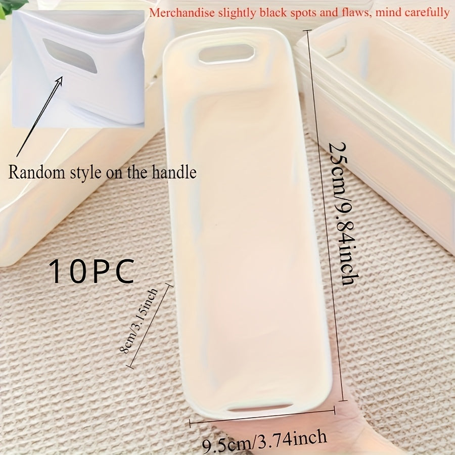 Ichki kiyim va paypoqlarni tartibga solish uchun 10 ta plastik saqlash qutisi to'plami, uy oshxonasida yoki shkafda foydalanish uchun ideal. Ushbu mustahkam tortma bo'linmalari kiyim va aksessuarlarni tartibga solish uchun mukammaldir.