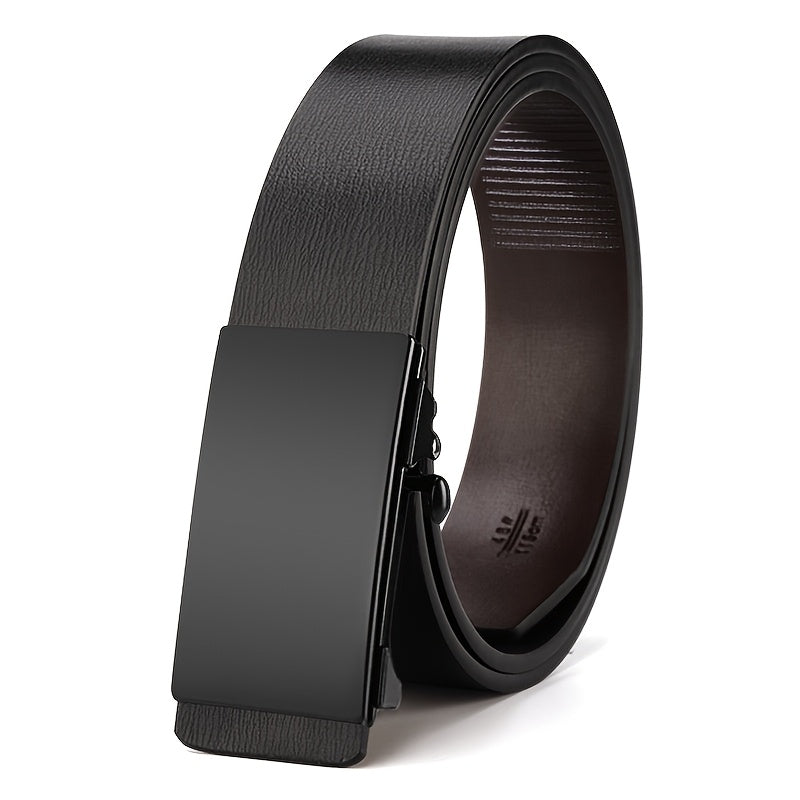 Men's Casual Faux Leather Belt with Automatic Alloy Buckle Black