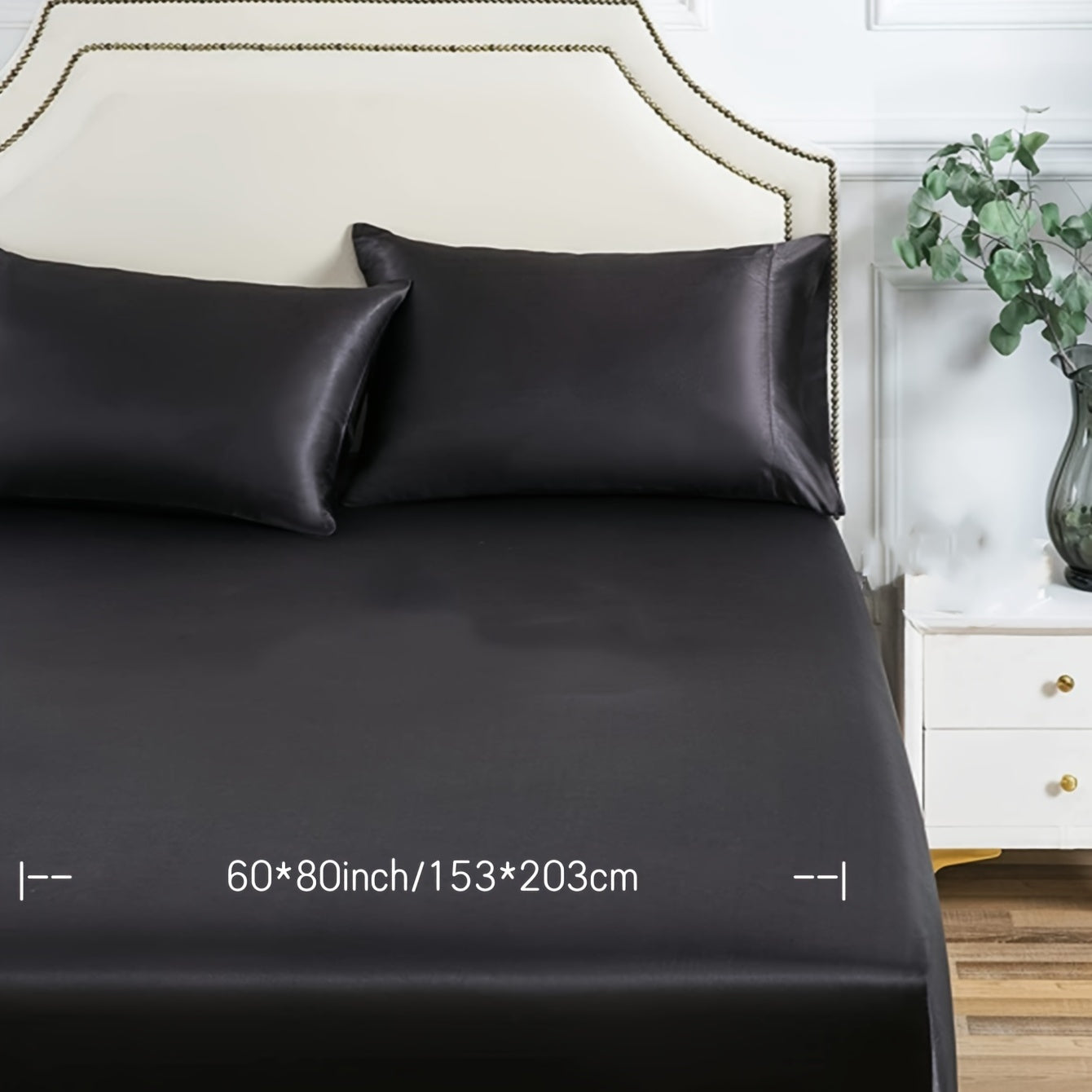 Solid Color Satin Fitted Sheet Bedding for Bedroom and Guest Room