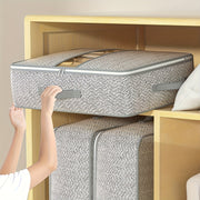 Foldable Gray Non-Woven Storage Bag with Large Capacity and Clear Window for Clothes and Home Organization