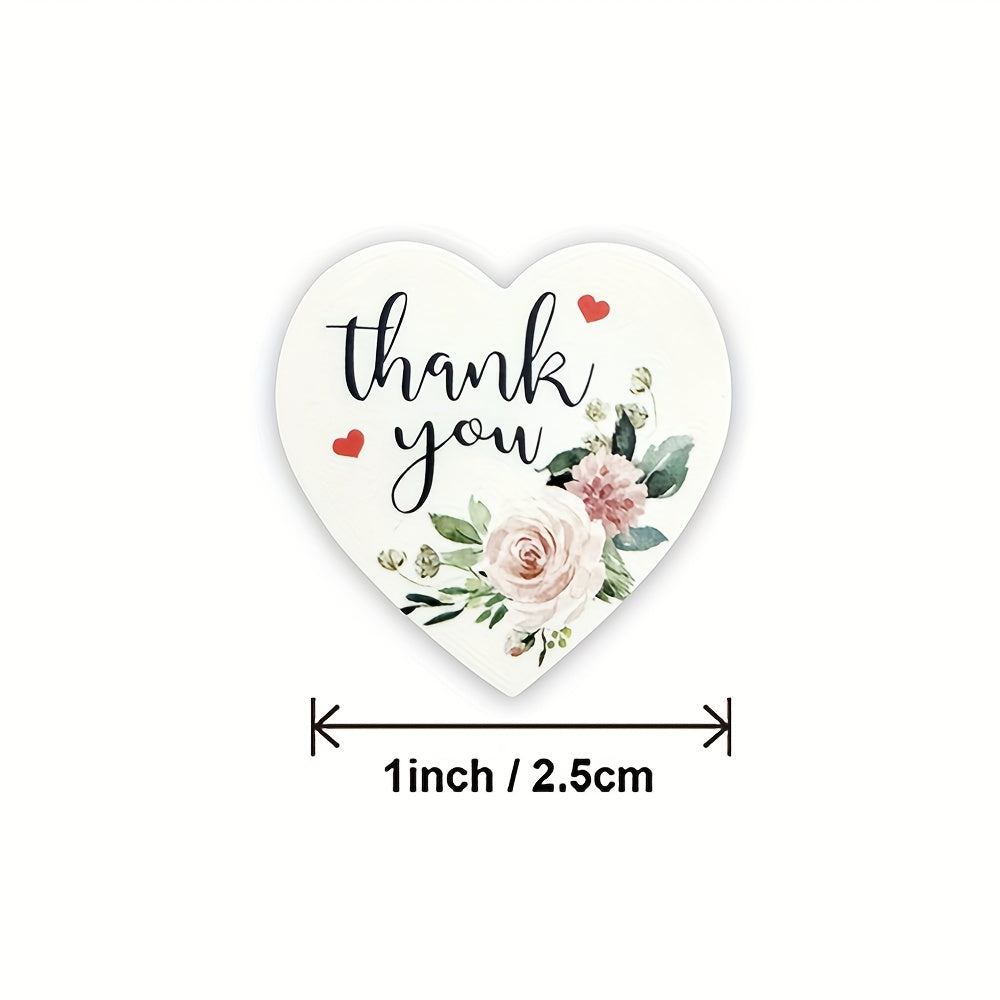 Heart Floral Glossy Round Paper Seal Labels 1 Inch for Wedding Envelopes
