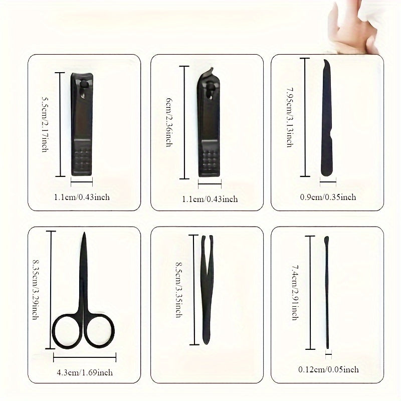 10/24 Pcs Black Nail Clippers Set Sharp Sturdy Fingernail and Toenail Cutters for Men and Women