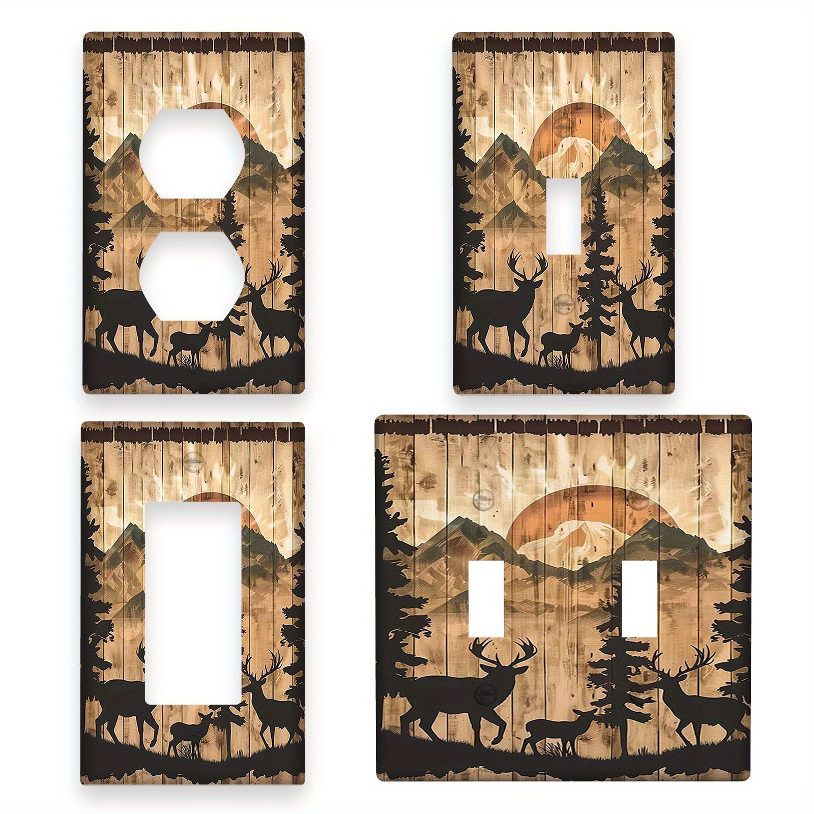 Rustic Forest Deer and Bear Wall Plate Cover for Country Decor Indoor Outdoor Pack of 1