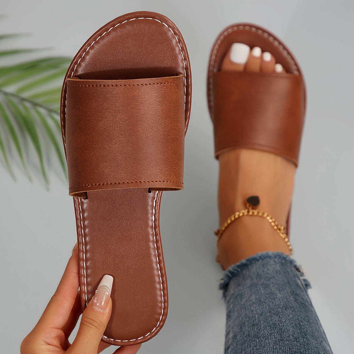 Women Flat Sandals Single Strap Black Summer Casual Flip Flops