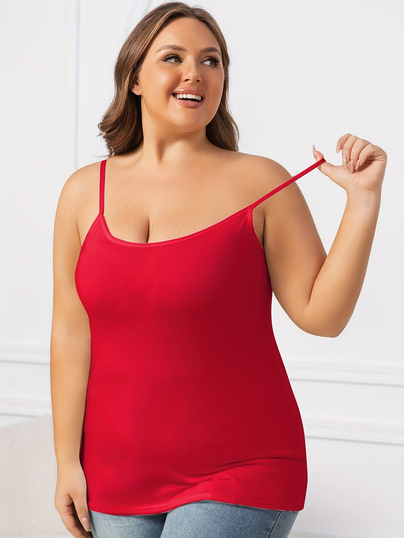 Women's Adjustable Strap Tank Tops 3-Pack Longline Camisole Solid Color Sleeveless Layering