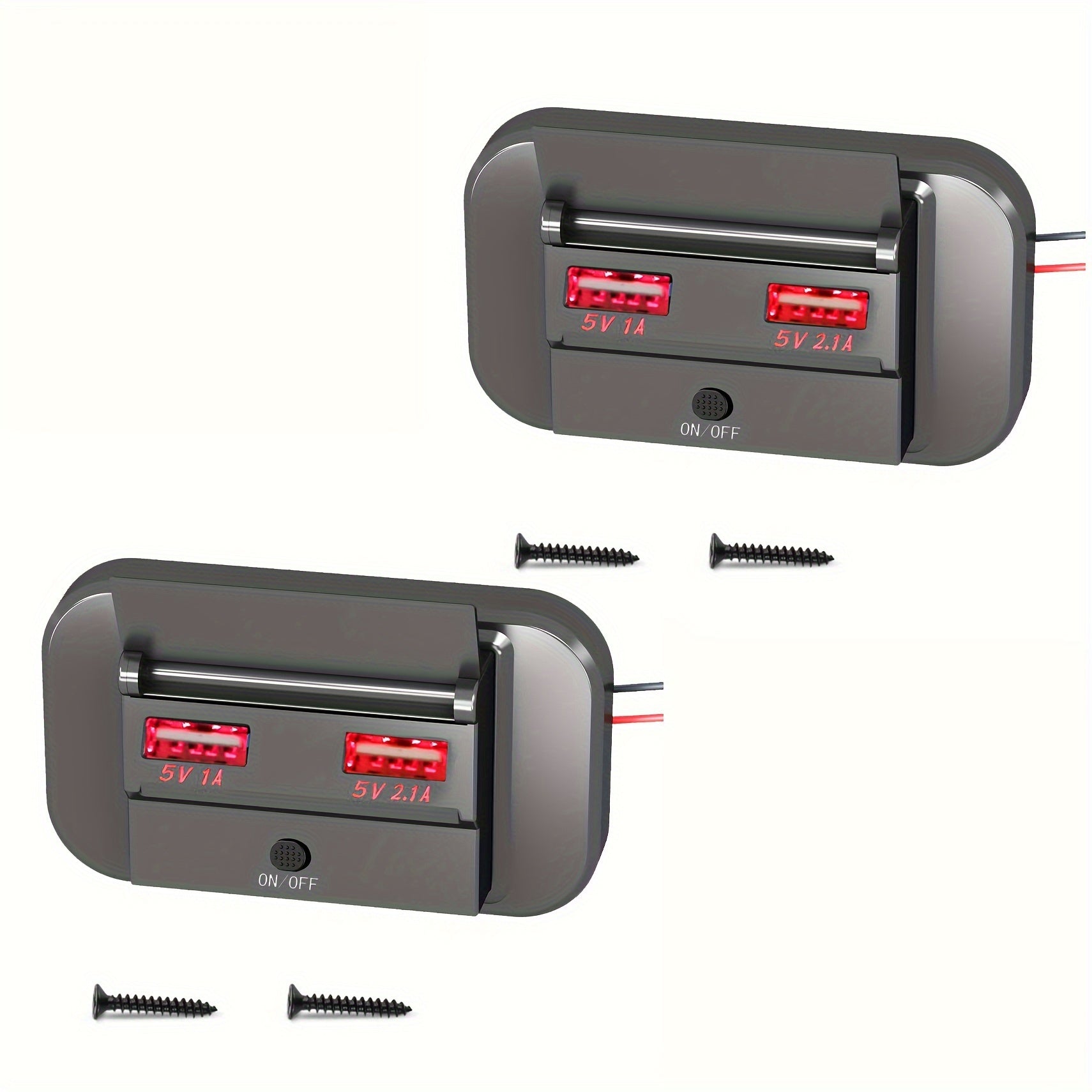 Switch uchun nazorat bilan juft USB avtomobil zaryadkasi, 12V-24V transport uchun zaryadlash