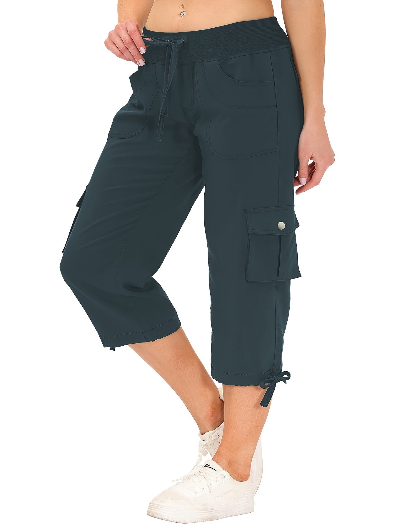 Women's Plus Size Cargo Capris Hiking Pants Lightweight Quick-Dry Outdoor