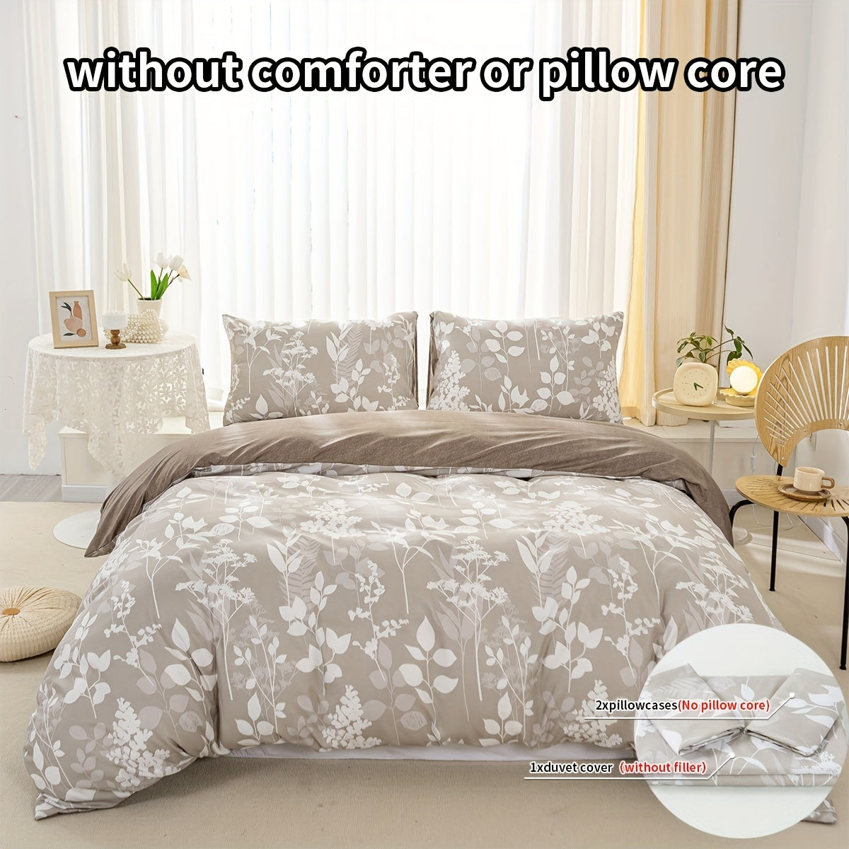 Breathable Multicolor Floral Duvet Cover Set with Pillowcases and Zipper Closure
