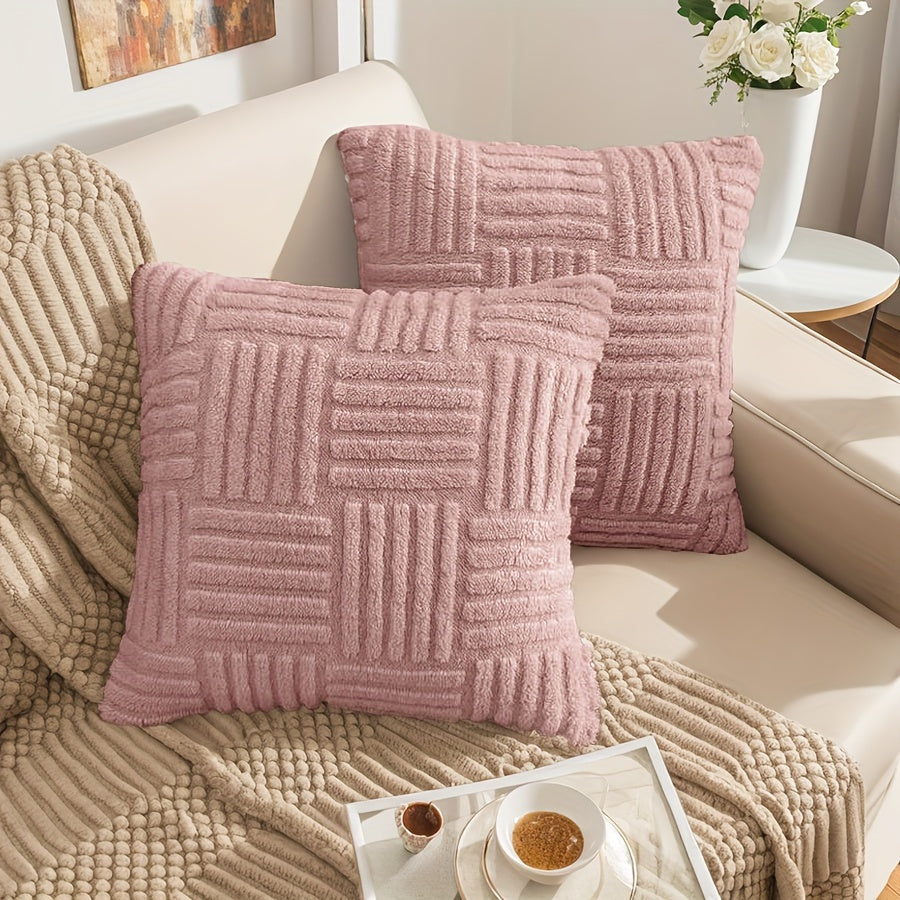 Boho Stripe Decorative Pillow Covers for Couch and Bed Set of 2 High-Quality Farmhouse Style