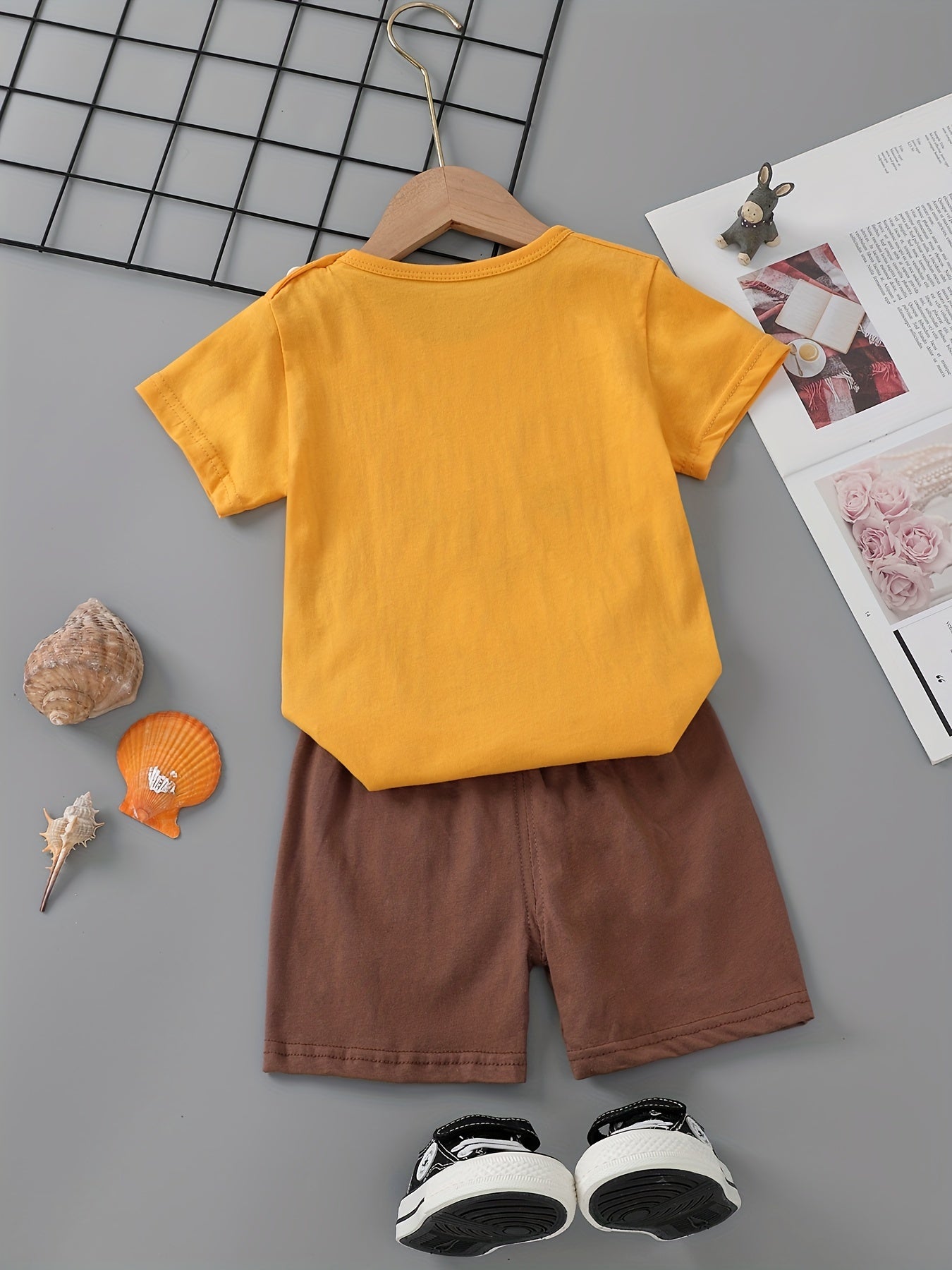 Boys Cotton Tiger Print T-Shirt and Shorts Set for Summer Outdoor Indoor Wear