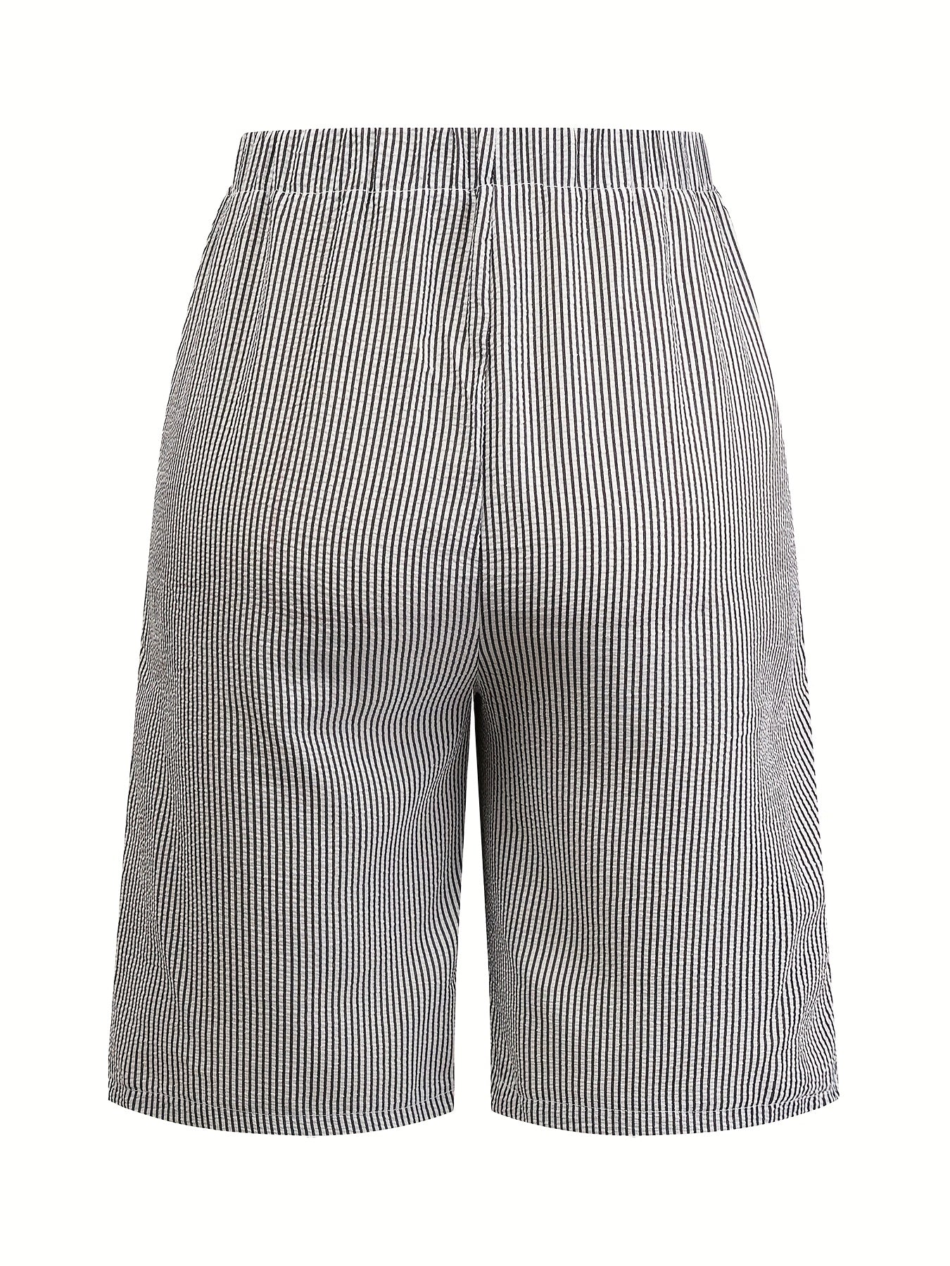 Брюки для женщин больших размеров с вышитым котом и полосками, длиной до середины бедра, серые, с ребристой тканью и шнурком, летний отпуск