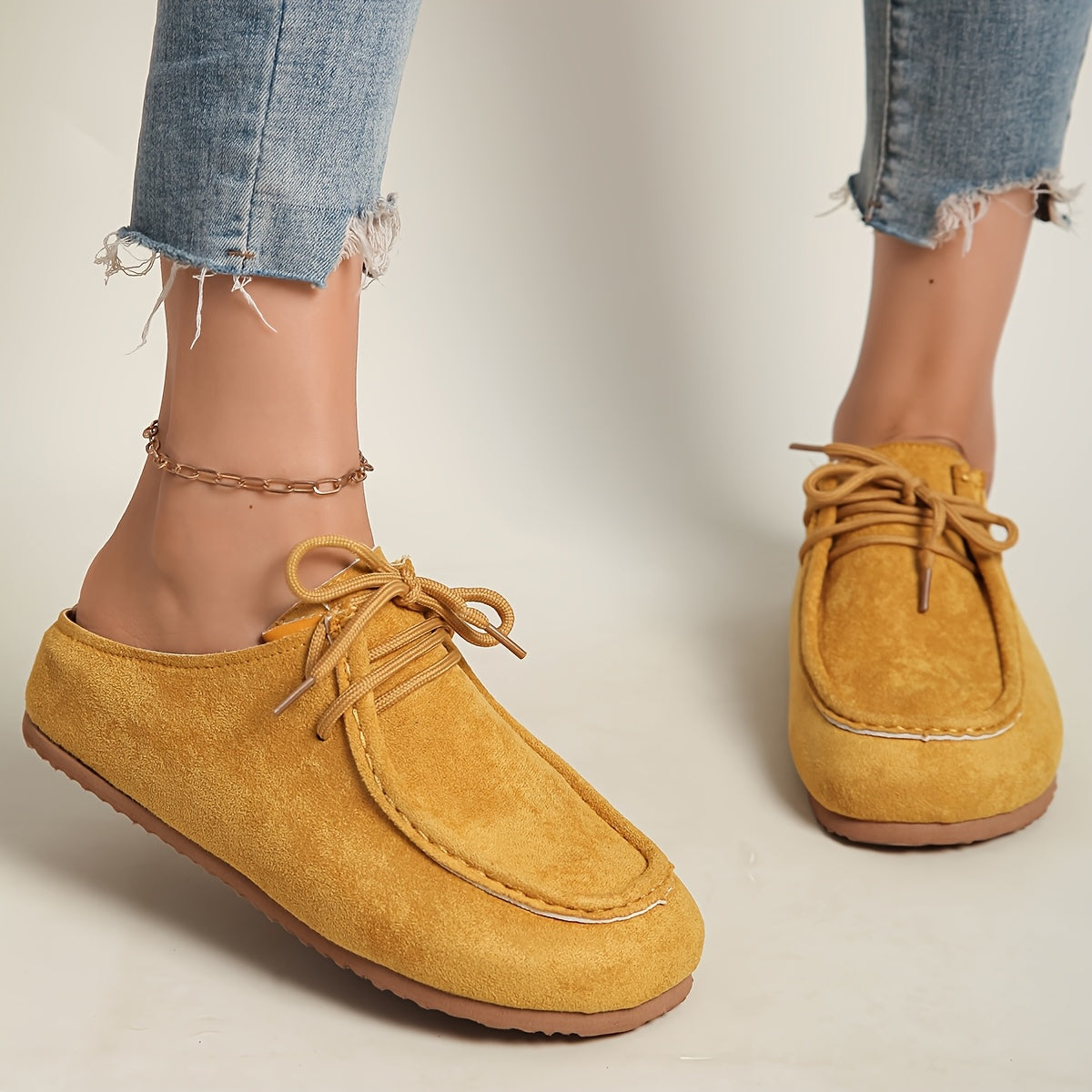 Women's Slip-On Mules with Lace-Up Design Casual Flip Flops