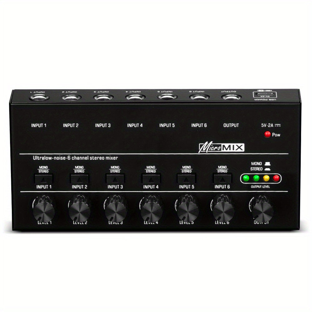 4-Channel Audio Mixer with Ultra Low Noise, Easy Operation, USB Power Supply