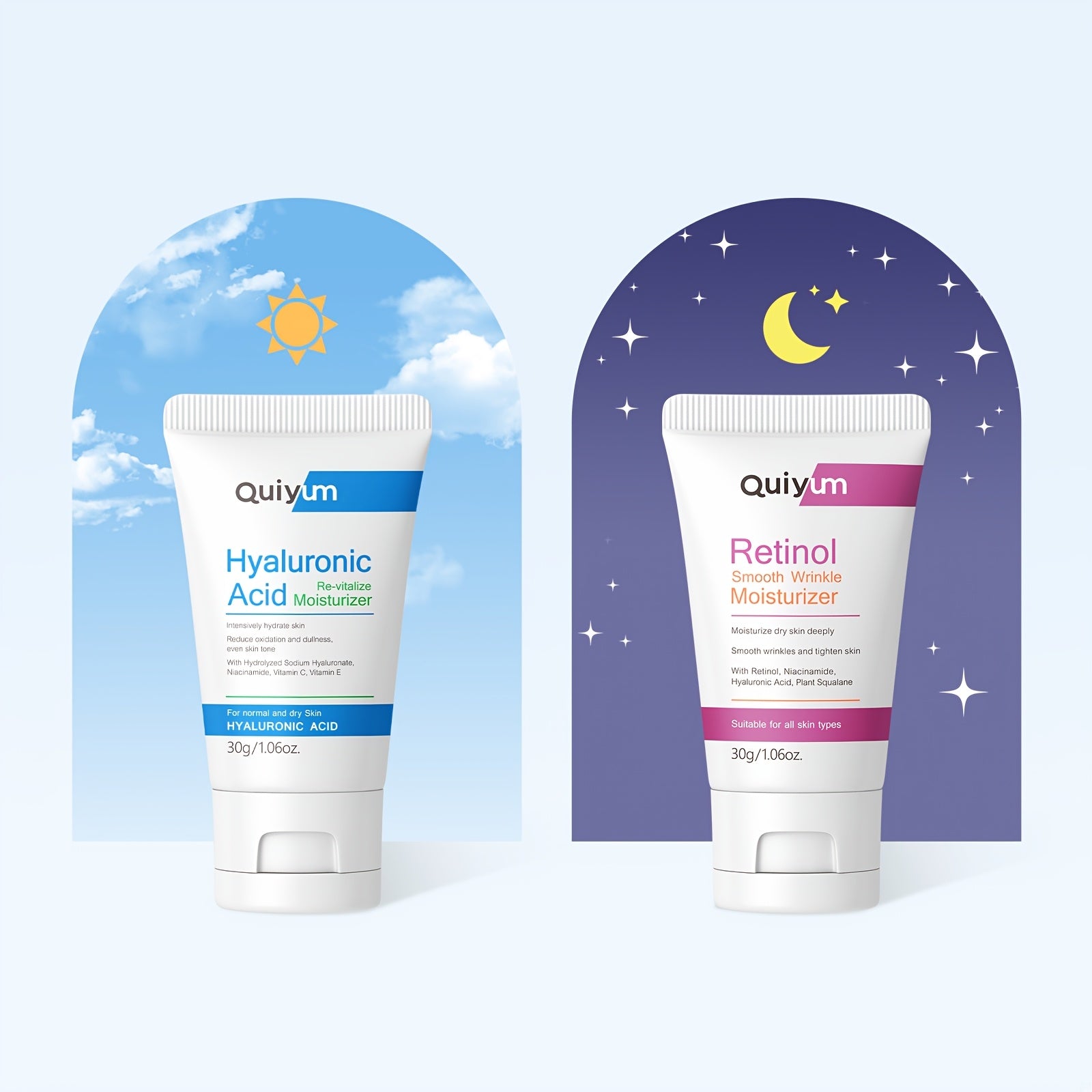 Retinol and Hyaluronic Acid Face Moisturizer Set for Day and Night Hydration