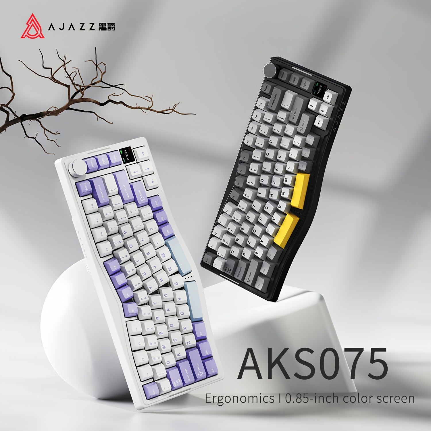 Wireless Mechanical Keyboard with Color Screen RGB Backlighting Gasket Design Volume Knob 5000mAh Battery