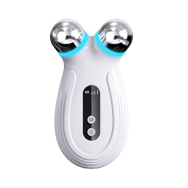 Yuz va bo'yin massajchisi, ko'k LED chiroqlari bilan - qayta zaryadlanadigan, USB orqali zaryadlash - ayollar uchun ideal teri parvarishi sovg'asi, zamonaviy estetik va ergonomik dizaynga ega go'zallik qurilmasi.