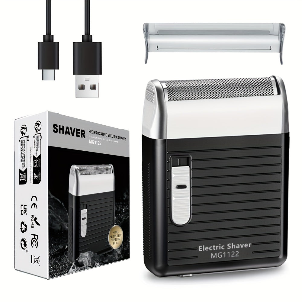 Men's Rechargeable Electric Shaver for Travel and Car Use Stainless Steel Foil Razor