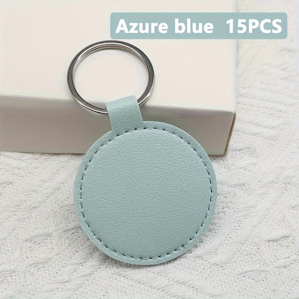 O'z-o'zidan qilish uchun charm kalitlik to'plami 15/20 dona dumaloq PU charm bo'sh joylar Erkaklar va ayollar uchun