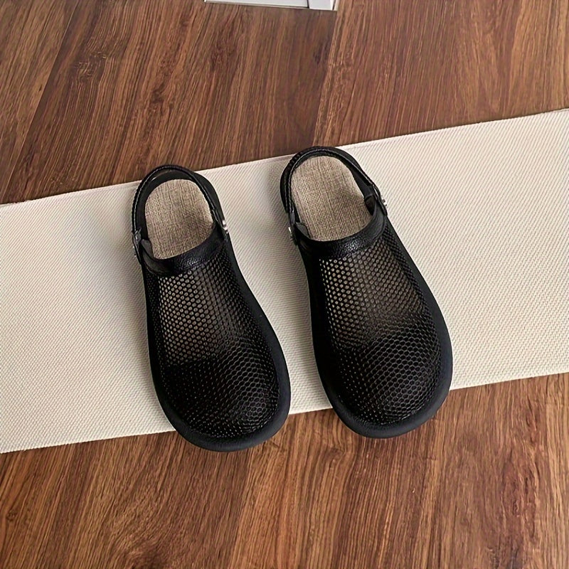 Mesh Sandals with Bread Toe Hole Fabric Slip-On Low Heel Unisex