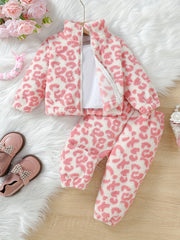 Girls' Fall Winter Outfit Set in Colorblock Polyester with Long Sleeve Top and Pants for Ages 0-3