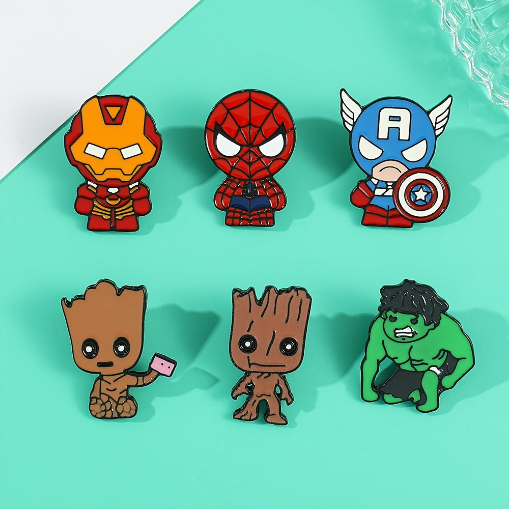 Cute Punk Style Cartoon Animal Brooch Set with Hulk Enamel Pins for Backpacks and Clothing 7 Pieces