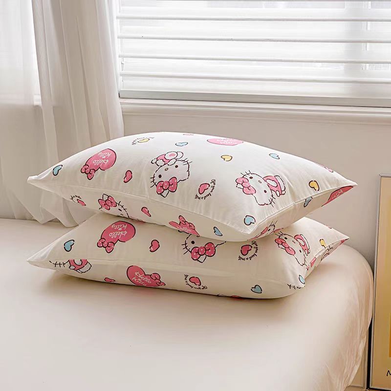 Pink Hello Kitty Pillowcase 100% Soft Breathable Fabric Envelope Closure