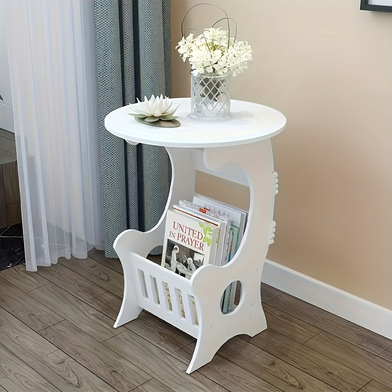 Modern Circular Plastic Bedside Table for Small Spaces Storage Organizer