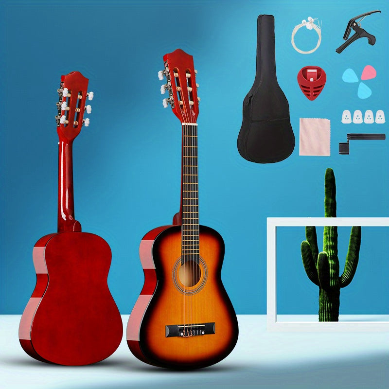 Kit de guitarra acústica clásica para adultos y adolescentes de 30/38 pulgadas con púas, bolsa y estuche