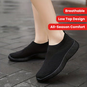 Ayollar uchun nafas oladigan slip-on sport poyabzali mato yuqori EVA taglik bilan, kundalik va barcha mavsum uchun